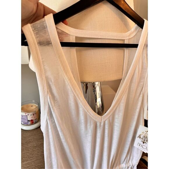 Becca NWT Beach Date Open Back Cover-Up Romper In White Size Small - Picture 4 of 11